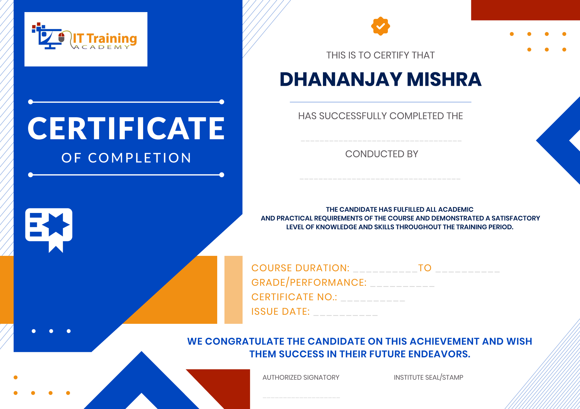 IT Training Academy Certification